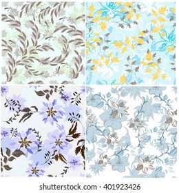 Seamless vector floral pattern. For easy making seamless pattern just drag all group into swatches bar, and use it for filling any contours.