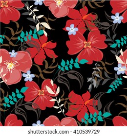 Seamless vector floral pattern. For easy making seamless pattern just drag all group into swatches bar, and use it for filling any contours.