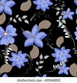 Seamless vector floral pattern. For easy making seamless pattern just drag all group into swatches bar, and use it for filling any contours.