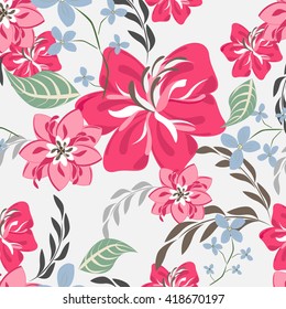 Seamless vector floral pattern. For easy making seamless pattern just drag all group into swatches bar, and use it for filling any contours.