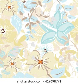Seamless vector floral pattern. For easy making seamless pattern just drag all group into swatches bar, and use it for filling any contours.