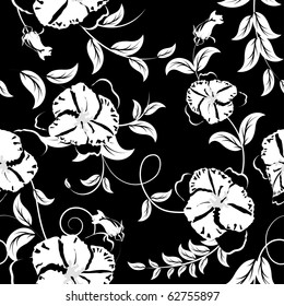 Seamless vector floral pattern. For easy making seamless pattern just drag all group into swatches bar, and use it for filling any contours.