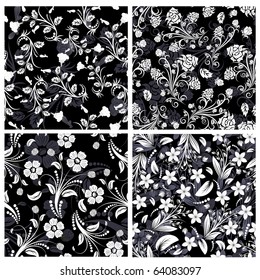 Seamless vector floral pattern. For easy making seamless pattern just drag all group into swatches bar, and use it for filling any contours.