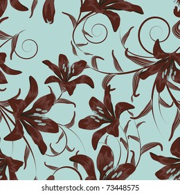 Seamless vector floral pattern. For easy making seamless pattern just drag all group into swatches bar, and use it for filling any contours.