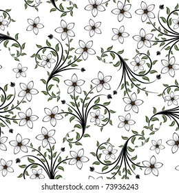 Seamless vector floral pattern. For easy making seamless pattern just drag all group into swatches bar, and use it for filling any contours.