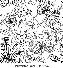 Seamless vector floral pattern. For easy making seamless pattern just drag all group into swatches bar, and use it for filling any contours.