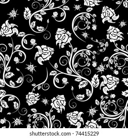 Seamless vector floral pattern. For easy making seamless pattern just drag all group into swatches bar, and use it for filling any contours.