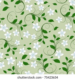 Seamless vector floral pattern. For easy making seamless pattern just drag all group into swatches bar, and use it for filling any contours.
