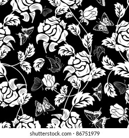 Seamless vector floral pattern. For easy making seamless pattern just drag all group into swatches bar, and use it for filling any contours.