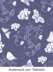 Seamless vector floral pattern. For easy making seamless pattern just drag all group into swatches bar, and use it for filling any contours.