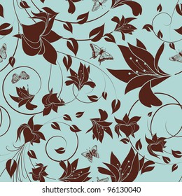 Seamless vector floral pattern. For easy making seamless pattern just drag all group into swatches bar, and use it for filling any contours.