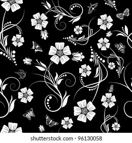 Seamless vector floral pattern. For easy making seamless pattern just drag all group into swatches bar, and use it for filling any contours.