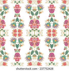 Seamless vector  floral pattern, embroidery design, on white background