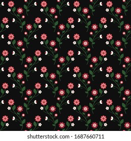 Patrón floral vectorial transparente. Comedor étnico con flores. Motivo folk tradicional. Diseño textil universal.
