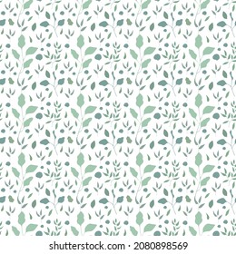 Seamless vector floral pattern with eucalyptus leaves, green plants, branches for textile, wallpapers, spring souvenirs