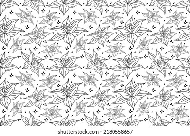 Seamless vector floral pattern with fantasy blooming flowers. Pattern can be used for wallpaper, fabric, background, surface textures. French style. Vector illustration.