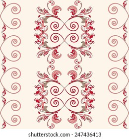 Seamless vector floral pattern with  fantasy plants and flowers, pattern can be used for wallpaper, pattern fills, web page background, surface textures 