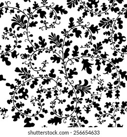 Seamless vector floral pattern with  fantasy plants and flowers, pattern can be used for wallpaper, pattern fills, web page background, surface textures 