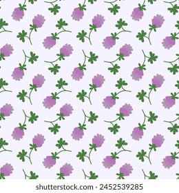 Nahtlose Vektorgrafik Blumenmuster mit Blütenklee. In: Trefoil Illustration. Flache Doodle einfache Pflanze. Sommer oder Frühling Hintergrund.