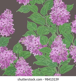 Seamless vector floral pattern with flowering lilac