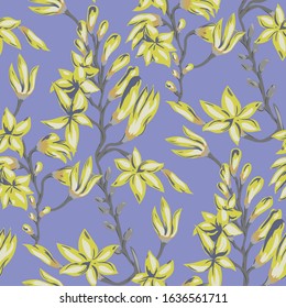 Seamless vector floral pattern. Flowers background for design, fabric, textile, cover, wrapping etc. Beautiful botanic flowers field bouquet.