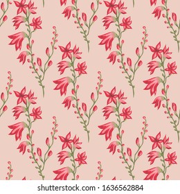 Seamless vector floral pattern. Flowers background for design, fabric, textile, cover, wrapping etc. Beautiful botanic flowers field bouquet.