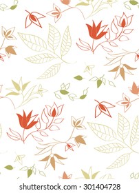 Seamless vector floral pattern. Leaves and flowers. Colorful autumn leaves set. Leaves branch. leaves tree. leaves free fall.Leaves icon. Leaves logo. Leaves nature. Leaves autumn.Leaves illustration