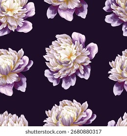 Seamless vector floral pattern with lilac peonies