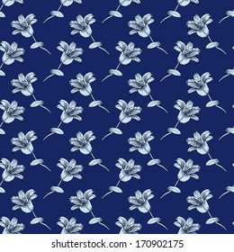 Seamless vector floral pattern with lilies