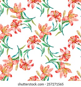 Seamless vector floral pattern. lilies flowers