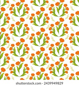 Seamless vector floral pattern on a light background. Elegant texture for background. Classic luxury floral ornament, seamless texture for wallpaper, textile, packaging.