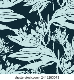 Seamless vector floral pattern on dark backgroud.