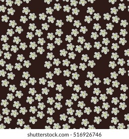 Seamless vector floral pattern on dark brown background. Yarrow.