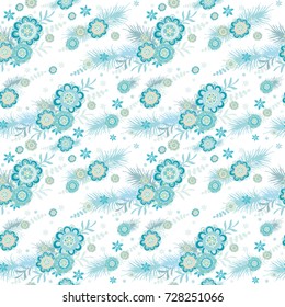 Seamless vector floral pattern on white background