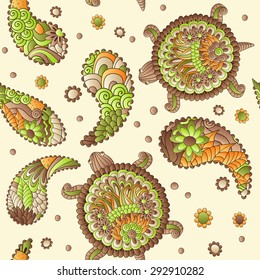 Seamless vector floral  pattern with paisley , pattern can be used for wallpaper, pattern fills, surface textures 