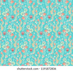 Seamless vector floral pattern, pastel palette