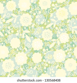 Seamless vector floral pattern, pastel yellow -green palette