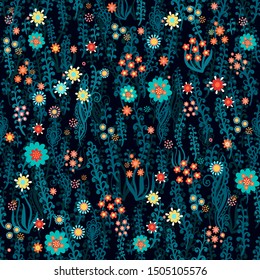 Seamless vector floral pattern, pastel palette
