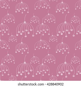 Seamless vector floral pattern. Pink hand drawn abstract background with flowers. Series of Hand Drawn Seamless Patterns.