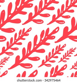 Seamless vector floral pattern of red on a white background.