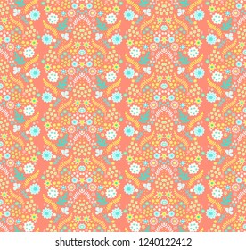 Seamless vector floral pattern, scandinavian style