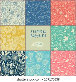 Seamless vector floral pattern set