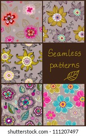 Seamless vector floral pattern set