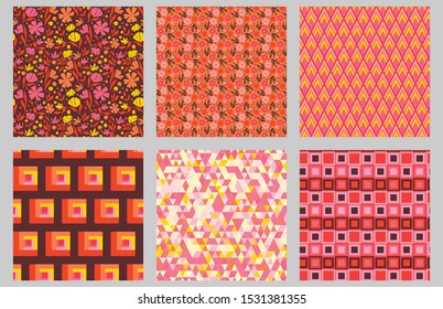 Seamless vector floral pattern set. simple wedding theme, card design, fabric prints for kids pajamas