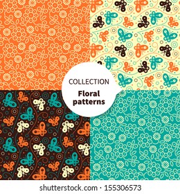 Seamless vector floral pattern set 