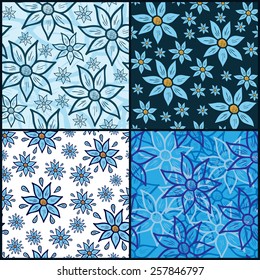 Seamless vector floral pattern set