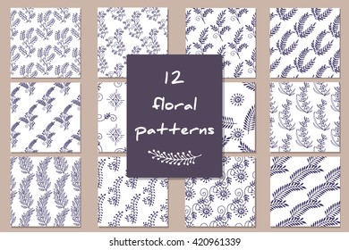 Seamless vector floral pattern set. set for your design