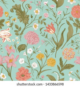 Seamless vector floral pattern. Shabby Chic. Classic illustration