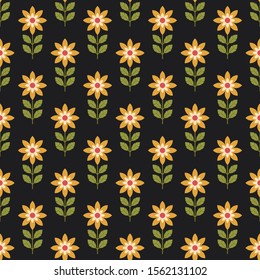 Seamless vector floral pattern of simple elements. Decorative background for printing on textile, paper.