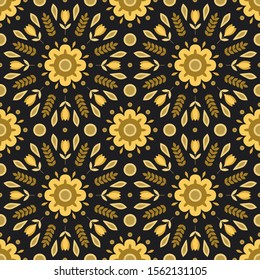 Seamless vector floral pattern of simple elements. Decorative background for printing on textile, paper.
